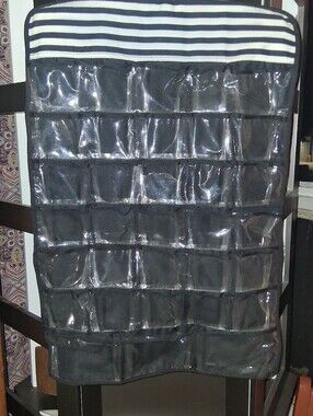 Black Clear Pocket Hanging Organizer with Stripe Accent